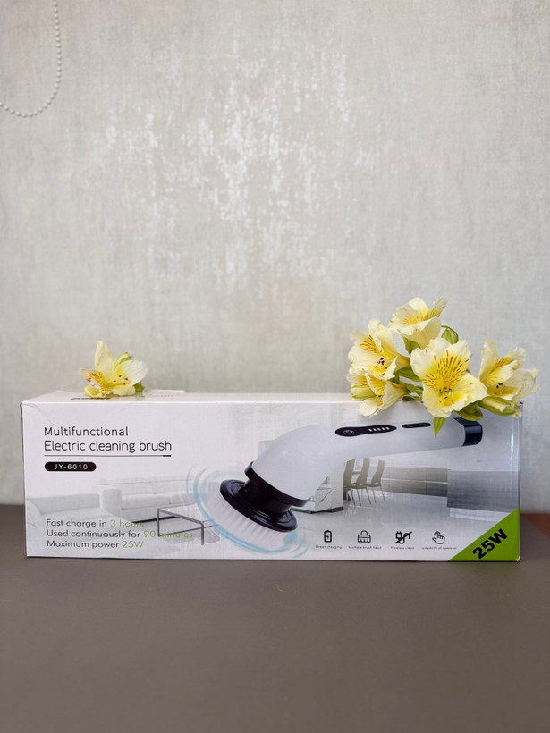 براش شستشو برقی شارژی 25 وات JY-6010 اورجینال | 9 سری کاربردی برای سینک، حمام، ماشین و سطوح مختلف